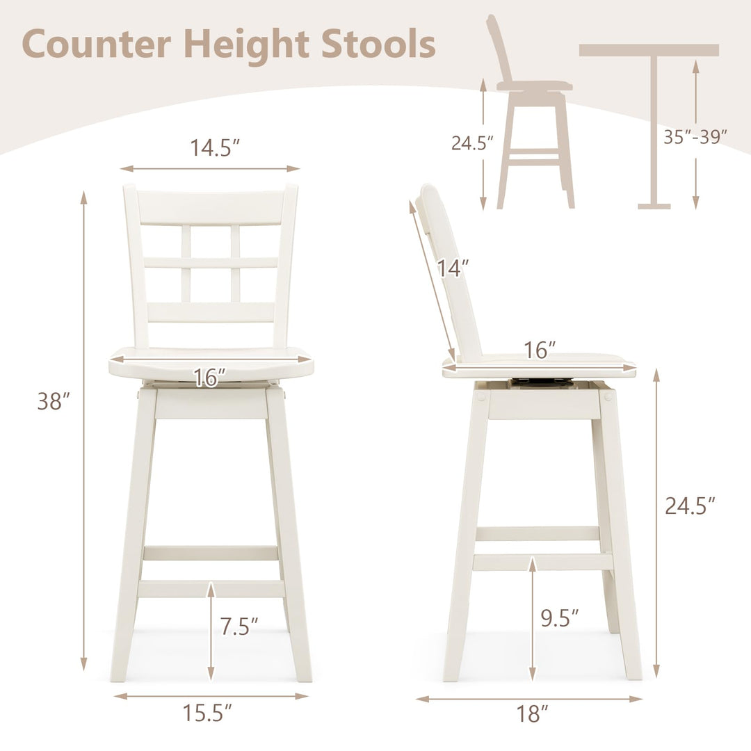Giantex Bar Stools, Farmhouse Swivel Barstools with 6-Grid Hollow Back &amp; Ergonomic Contoured Seat