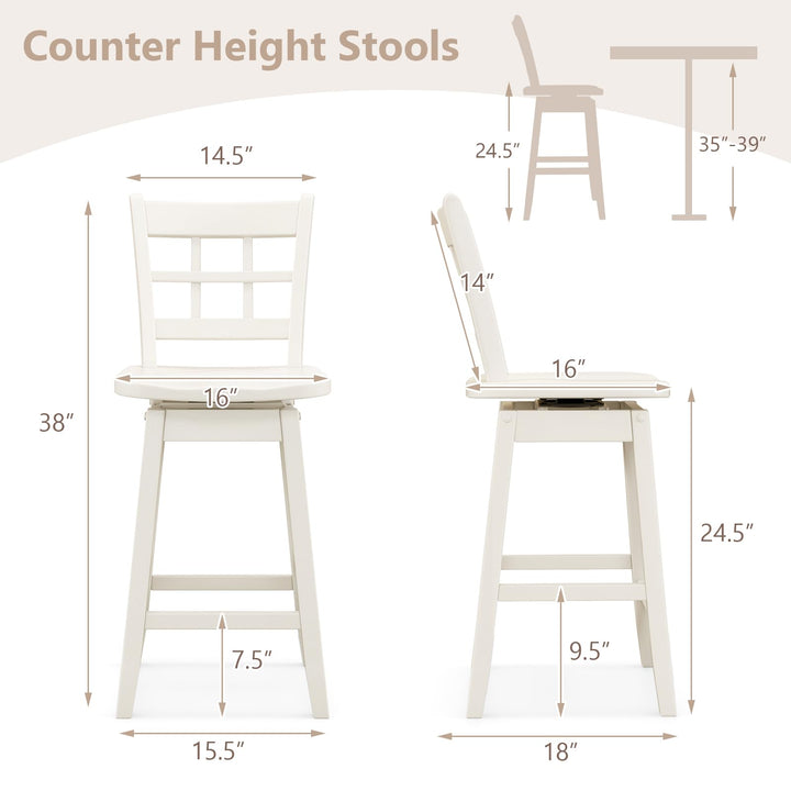 Giantex Bar Stools, Farmhouse Swivel Barstools with 6-Grid Hollow Back &amp; Ergonomic Contoured Seat