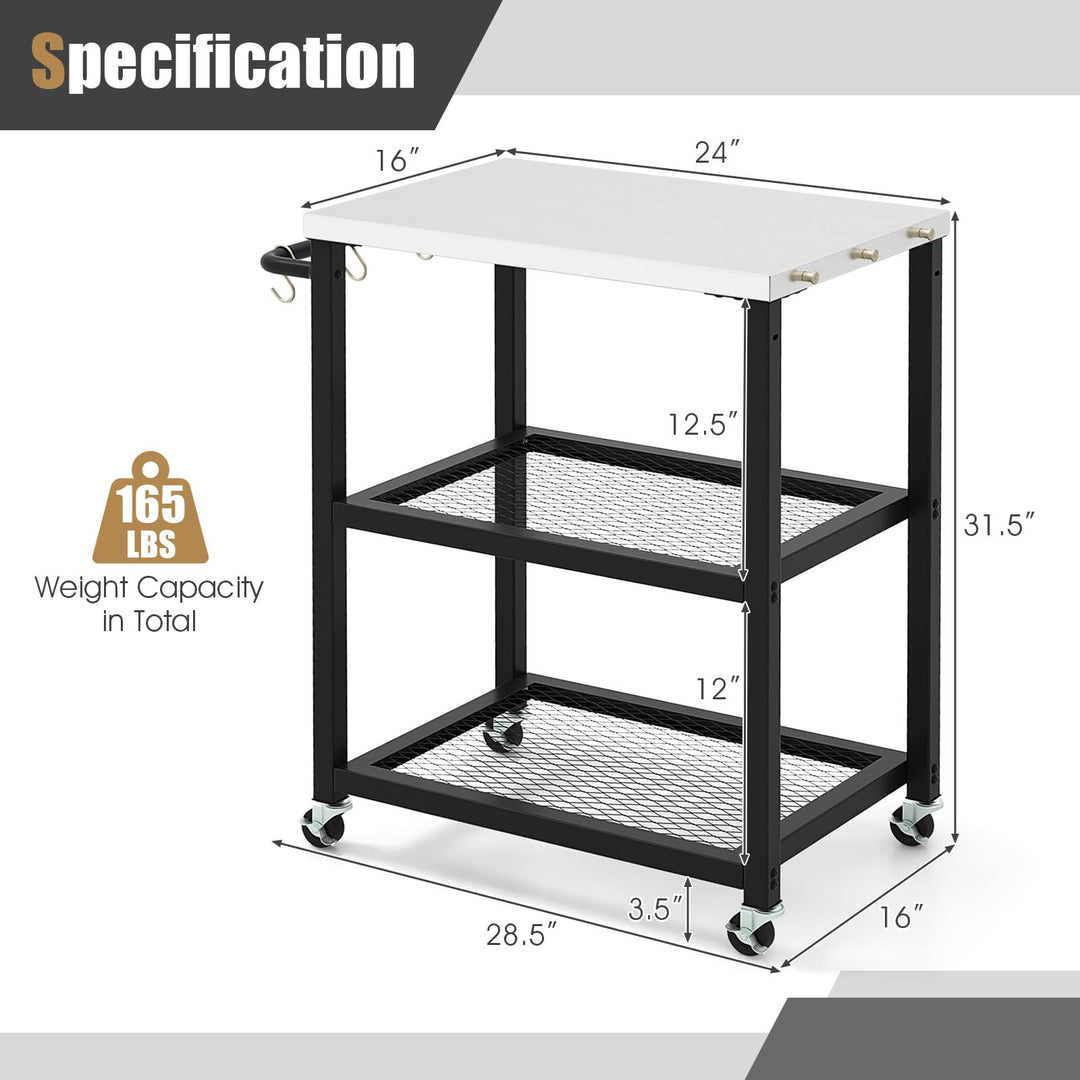 Giantex Outdoor Grill Cart - Movable Pizza Oven Stand with Stainless Steel Top