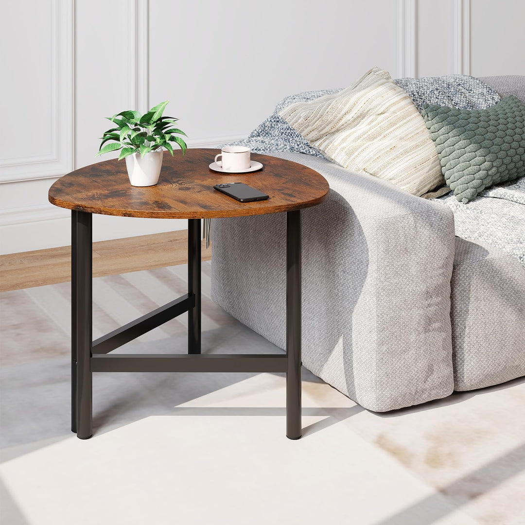 Giantex Triangle End Table Wood Side Table with Metal Legs