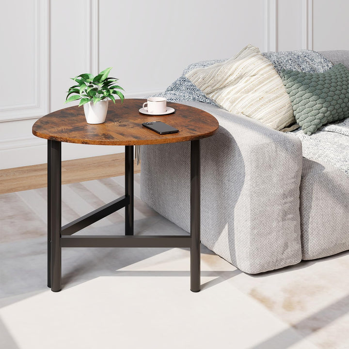 Giantex Triangle End Table Wood Side Table with Metal Legs