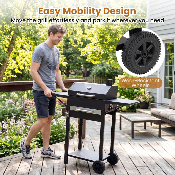 Giantex Charcoal Grill with 2 Side Tables