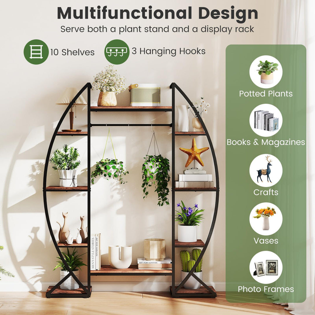 Giantex Plant Stand Indoor with Grow Lights 10-Tier 63" Tall Metal Plant Shelf