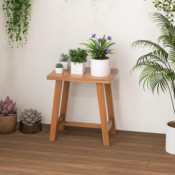 Giantex Teak Shower Bench, Waterproof Shower Stool for Shaving Legs &amp; Spa Bath, Smooth Seat