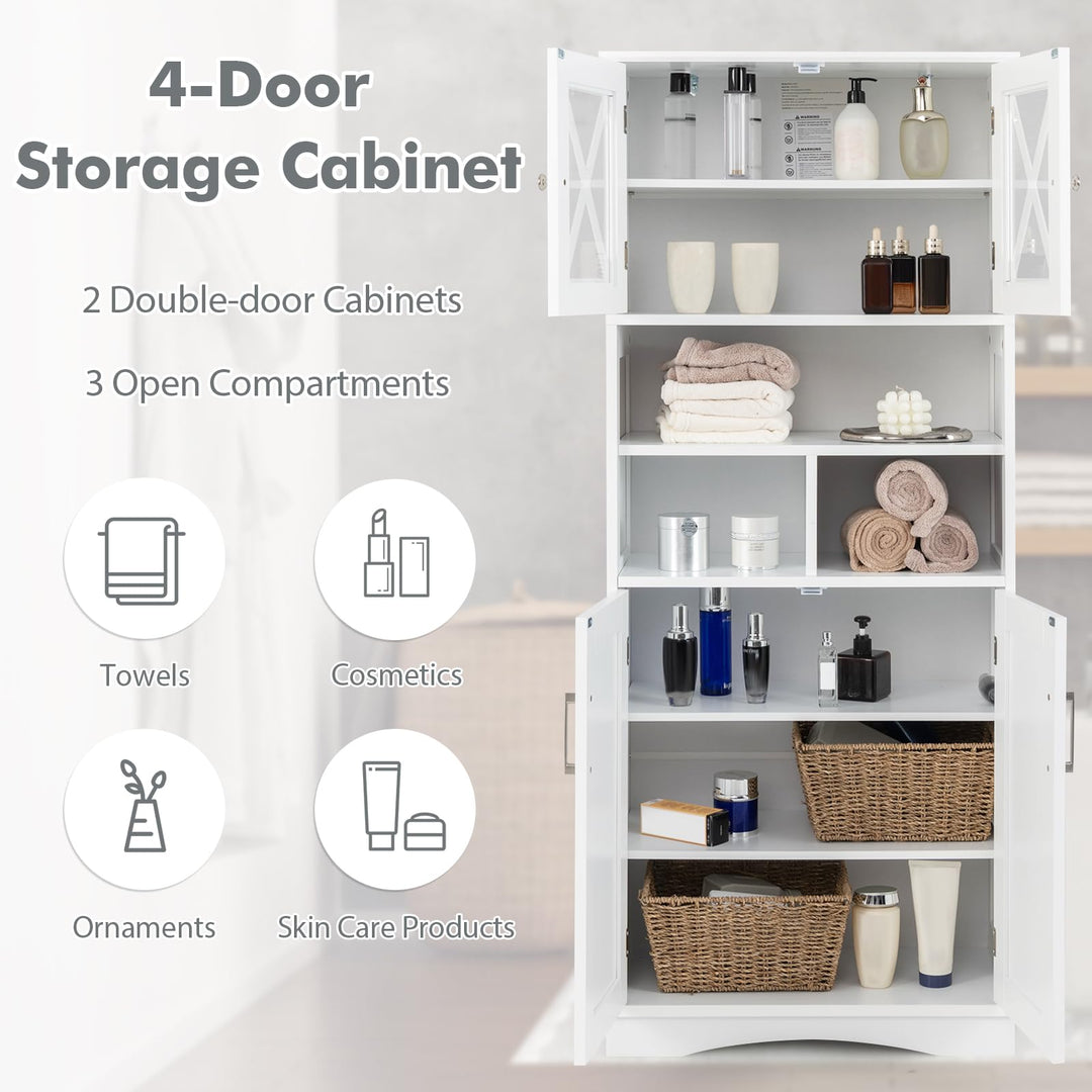 Giantex 57" Tall Bathroom Cabinet, Storage Cabinet with Acrylic Doors &amp; Adjustable Shelves