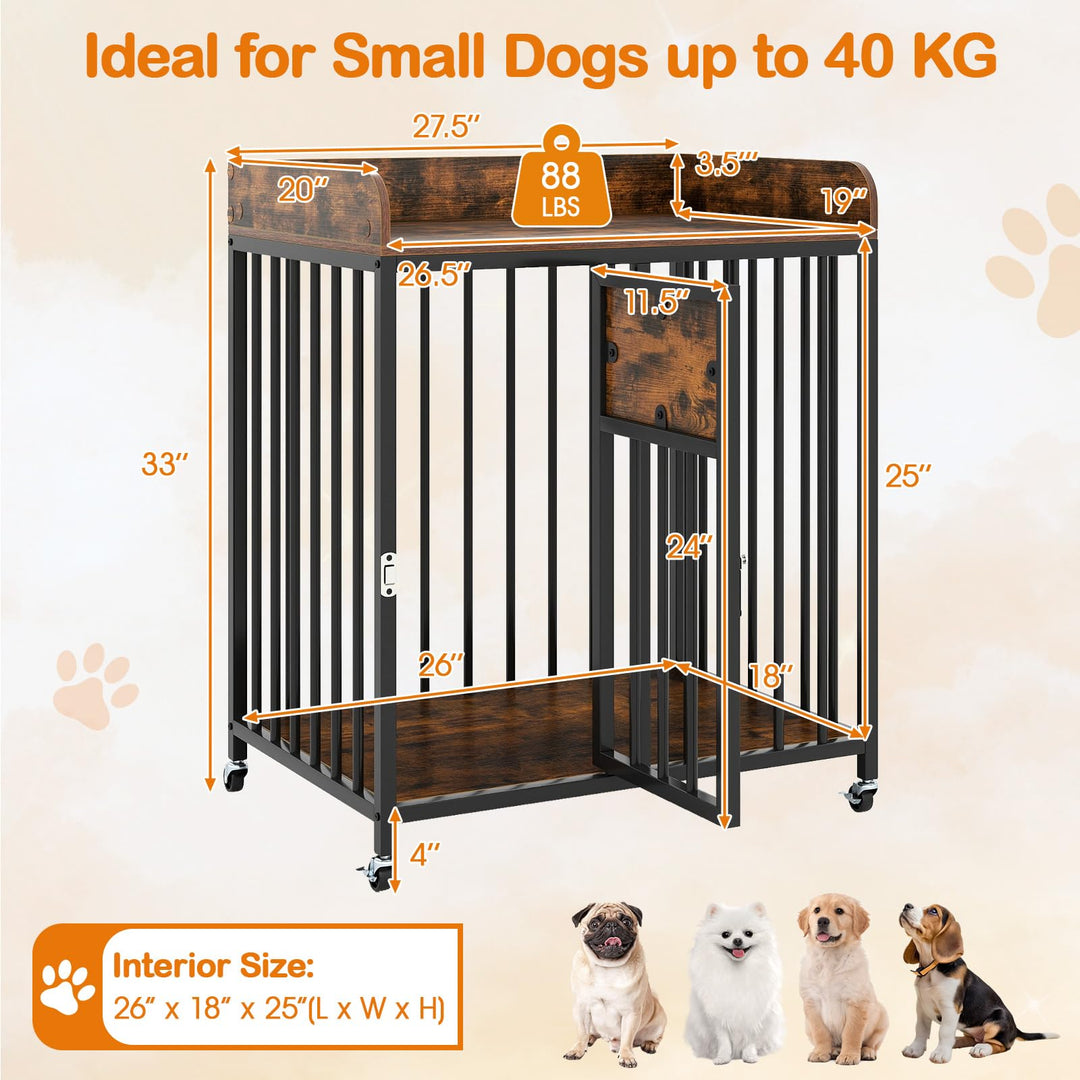 Giantex Dog Crate Furniture with Lockable Door &amp; Wheels