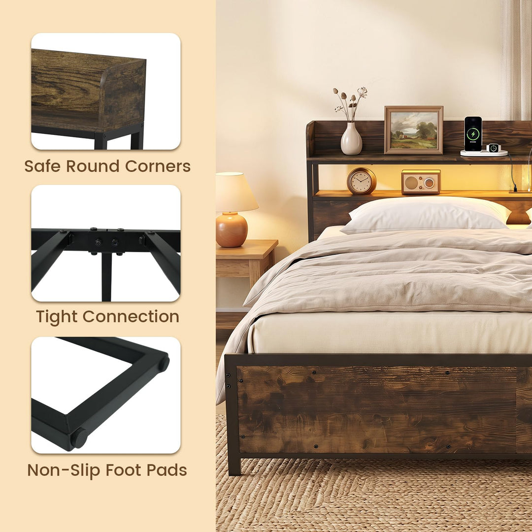 Giantex King Size Bed Frame with Storage Headboard