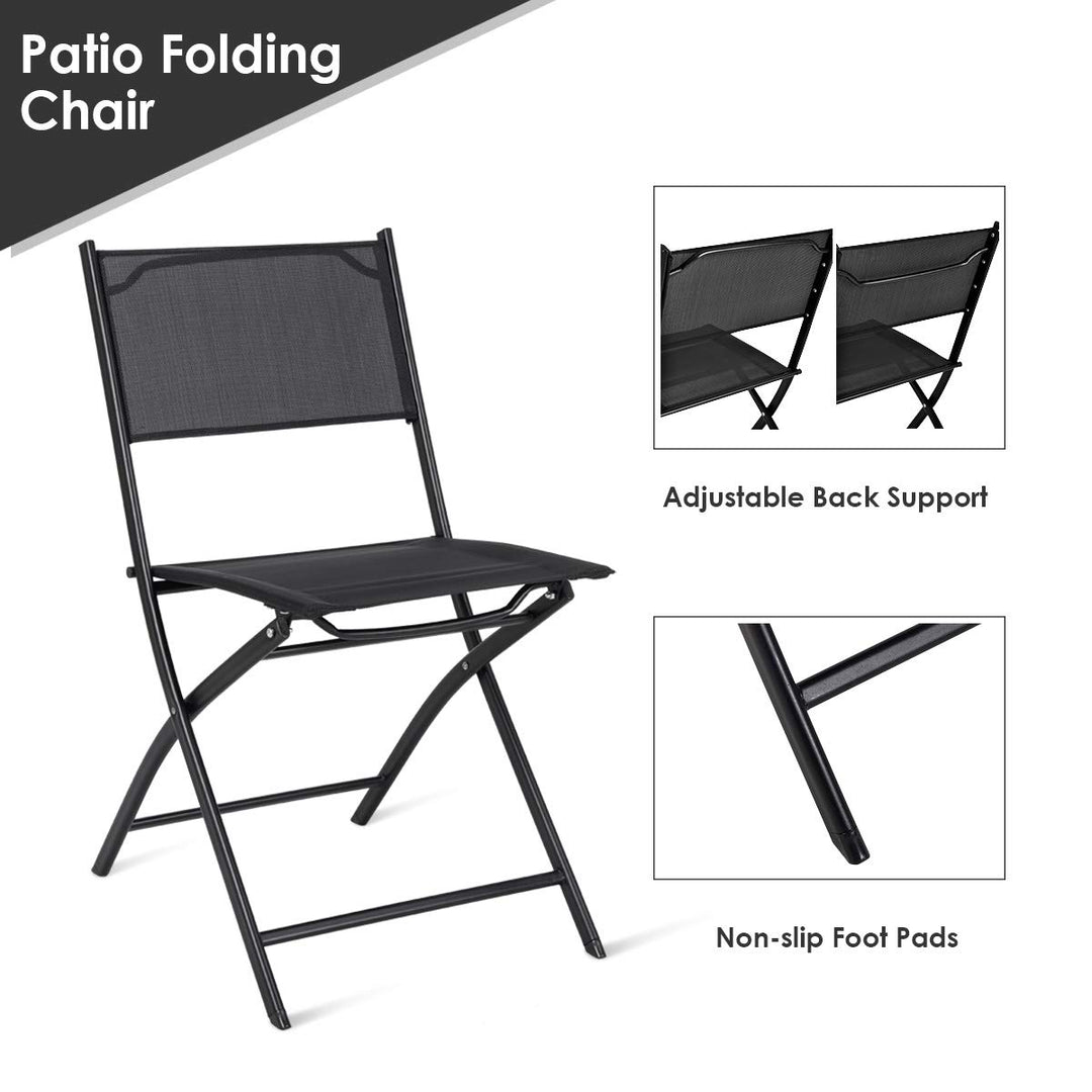 Giantex 4 PCS Folding Patio Chairs, Rust-Proof Steel Frame &amp; Space Saving (Black)