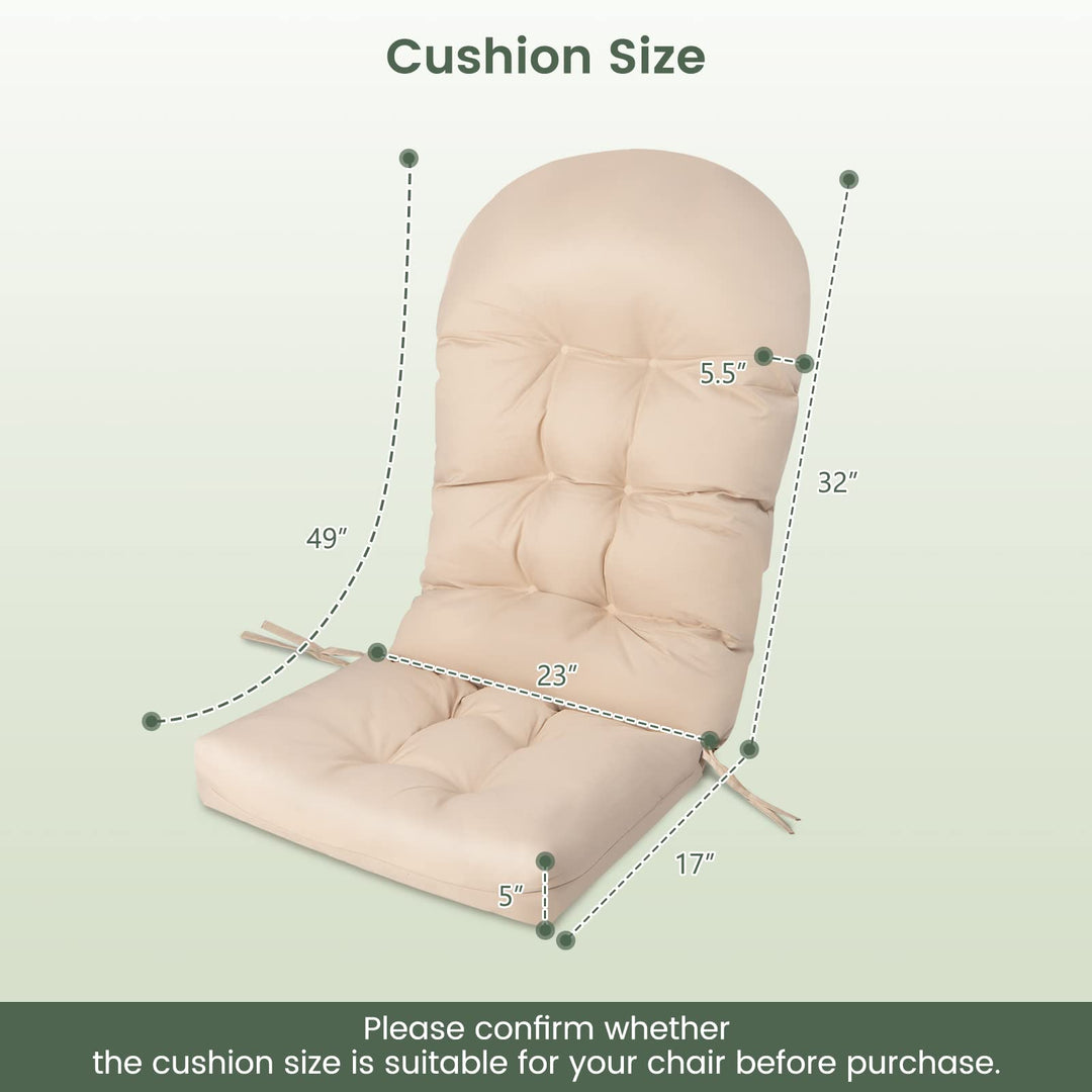 Giantex Patio Adirondack Chair Cushion - 49"x 23"High Back Rocking Chair Cushion w/Fixing Straps, Durable &amp; Fade Resistant