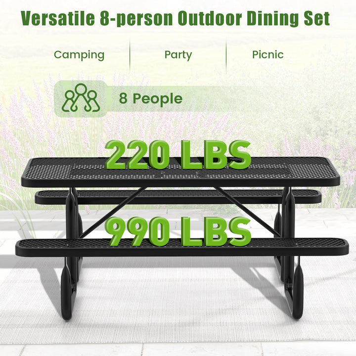 Giantex 72” Picnic Table, Large Outdoor Table &amp; Bench Set for 8