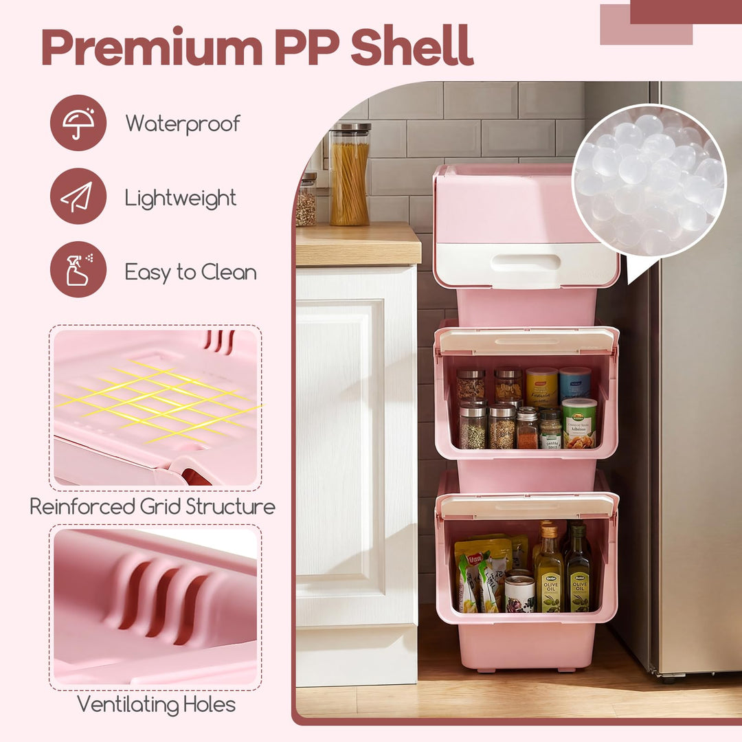 Giantex Plastic Stackable Storage Bins with Lids &amp; Wheels