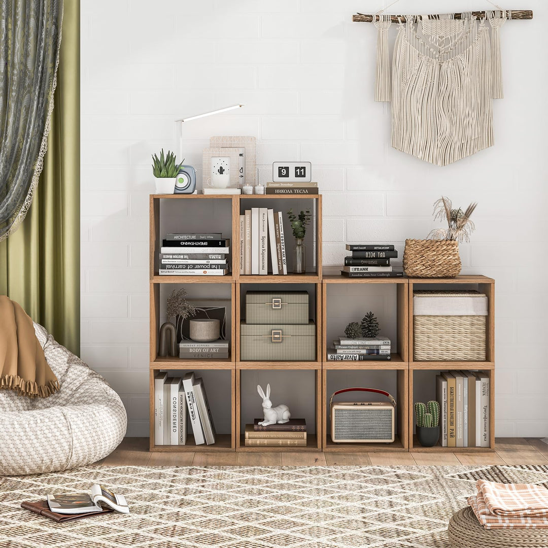 Giantex 2/4 Cube Bookshelf Organizer, 2-Tier Stackable Cube Storage Organizer