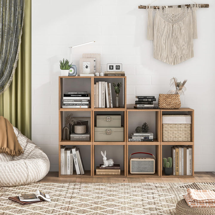 Giantex 2/4 Cube Bookshelf Organizer, 2-Tier Stackable Cube Storage Organizer