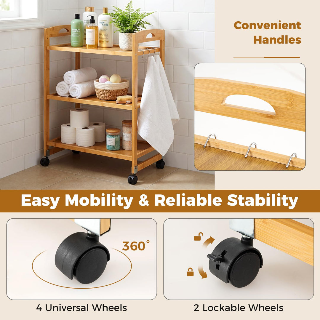 Giantex 3-Tier Rolling Storage Cart for Living Dining Room