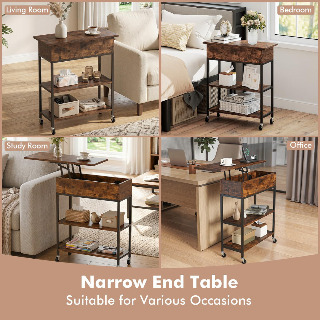 Giantex End Table with Charging Station - Lift Top Narrow Side Table (1/2)