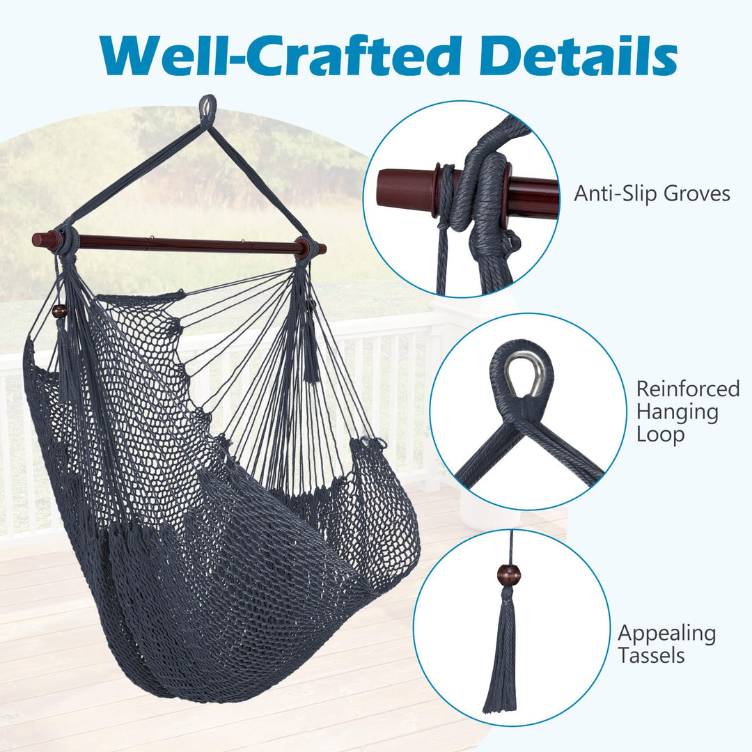Giantex Caribbean Hammock Chair | Large Hanging Chair with Metal Spreader Bar