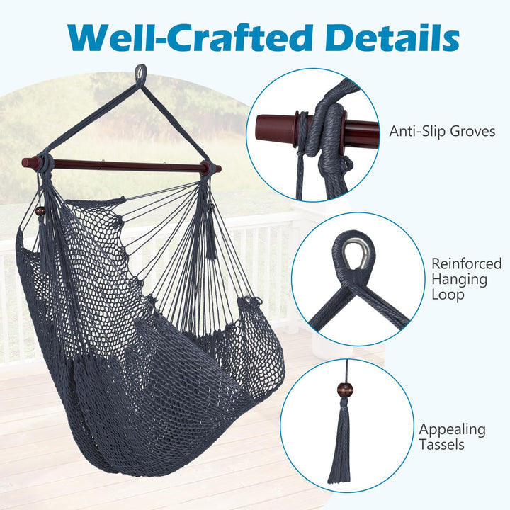 Giantex Caribbean Hammock Chair | Large Hanging Chair with Metal Spreader Bar