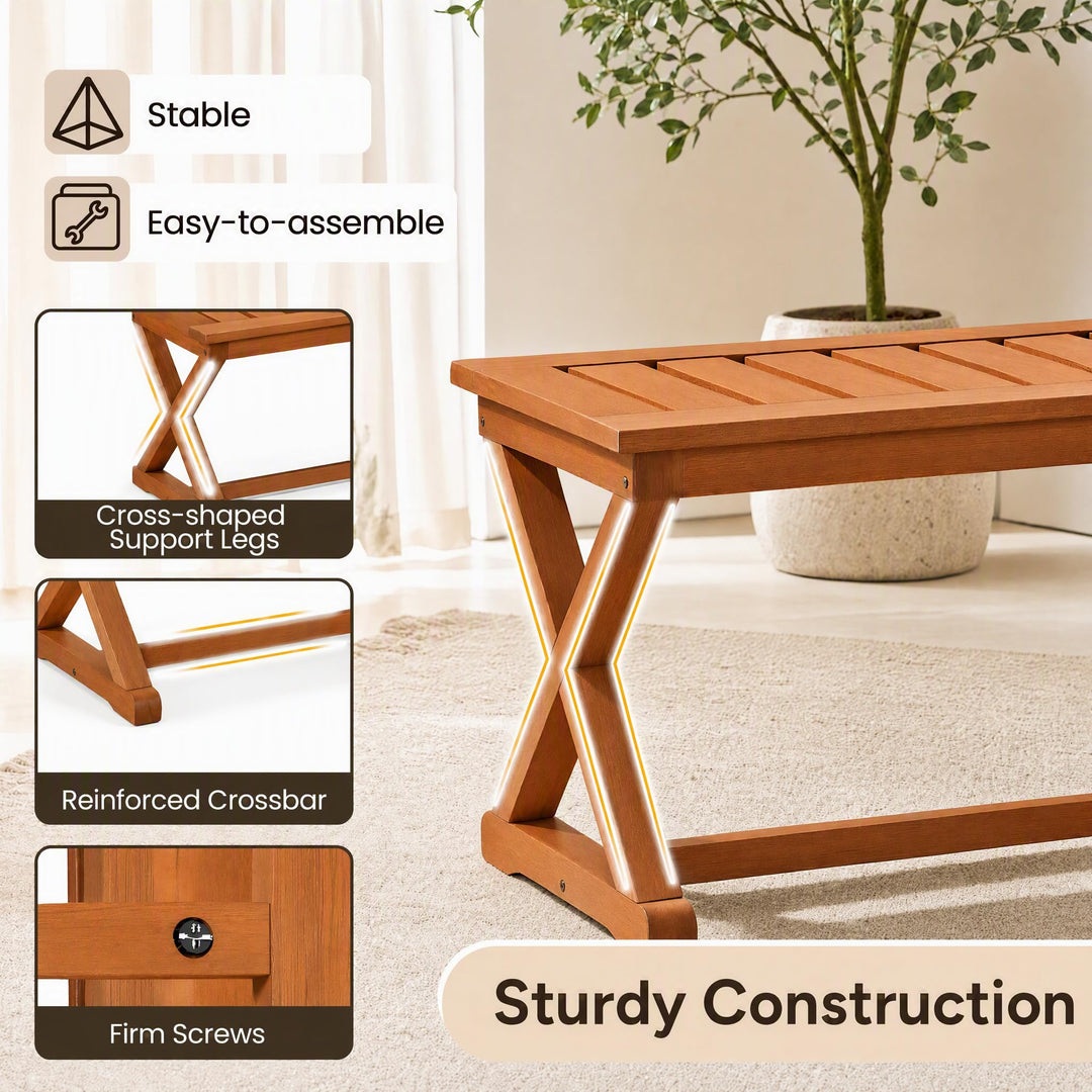 GIANTEX 44" Solid Wood Outdoor Bench with Cross Legs (1/2)