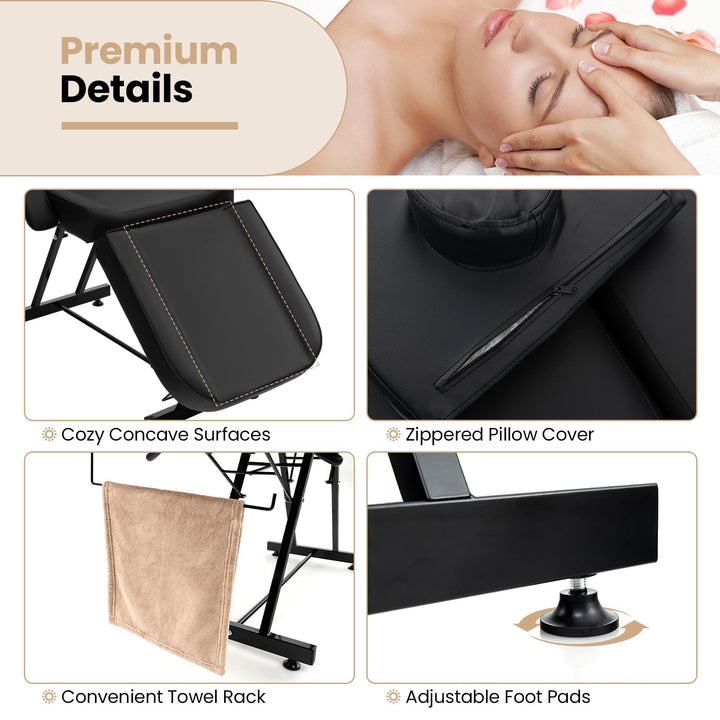 Giantex 73" Facial Chair with Hydraulic Stool, Tattoo Chair with with Adjustable Backrest &amp; Legrest