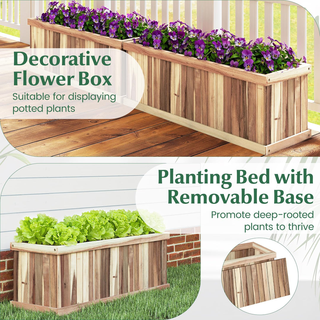 Giantex Rectangular Acacia Wood Raised Garden Bed w/Drainage Gaps
