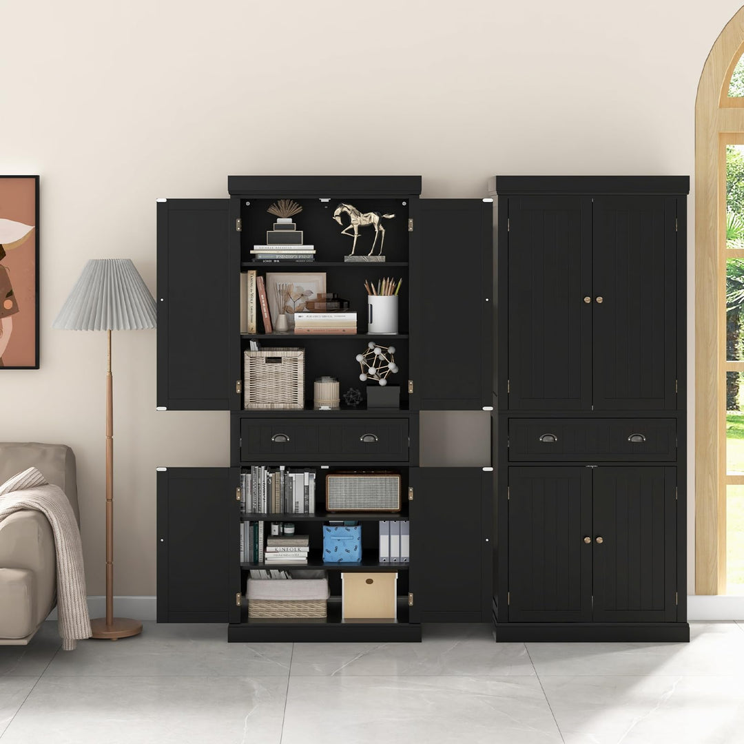Giantex Pantry Organizers and Storage, 72" Tall Kitchen Cabinet with 2-Door Cabinets &amp; Drawer, Buffet Sideboard