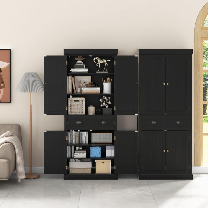 Giantex Pantry Organizers and Storage, 72" Tall Kitchen Cabinet with 2-Door Cabinets &amp; Drawer, Buffet Sideboard