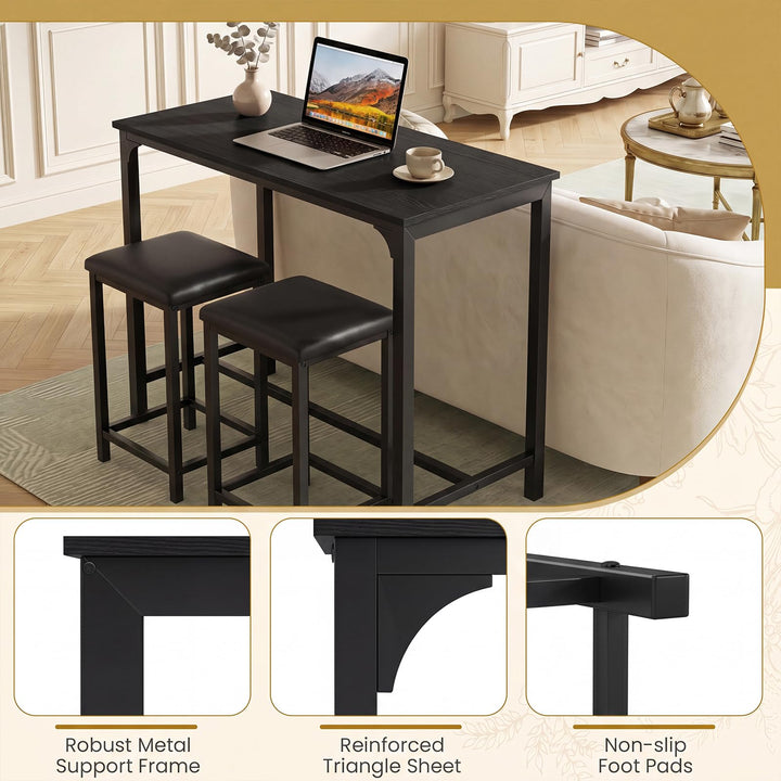 Giantex 3 Piece Dining Table Set with 32.5" Counter-Height table