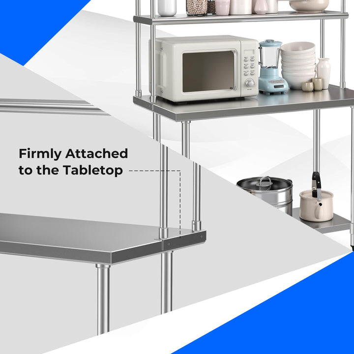 Giantex Stainless Steel Table with Overshelf, 48" X 30"