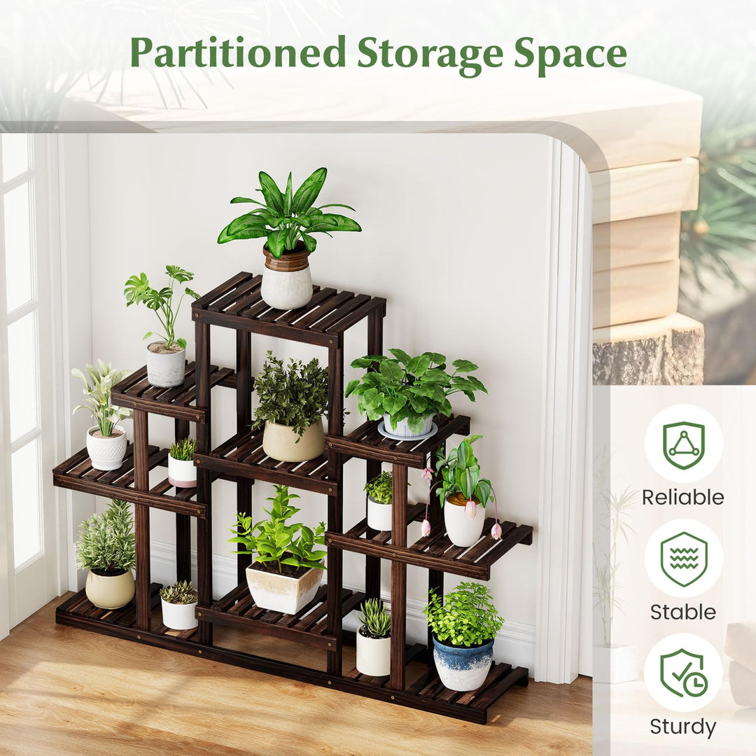 Giantex Plant Stand Indoor &amp; Outdoor 6 Tier Wood Flower Pot Stand for Multiple Plants