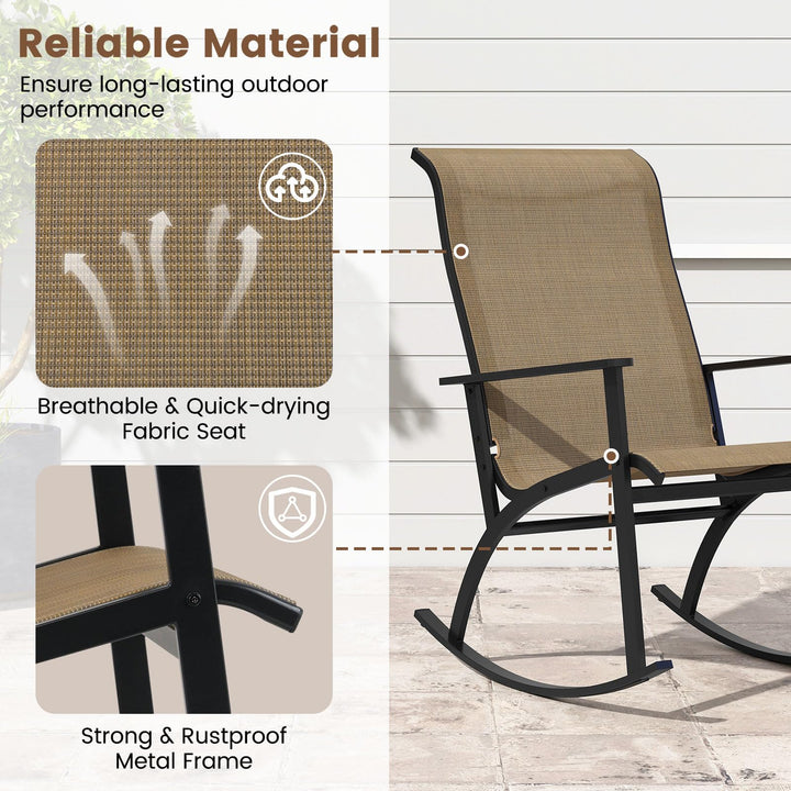 Giantex 3 Piece Rocking Bistro Set with 2 Rocking Chairs &amp; Coffee Table