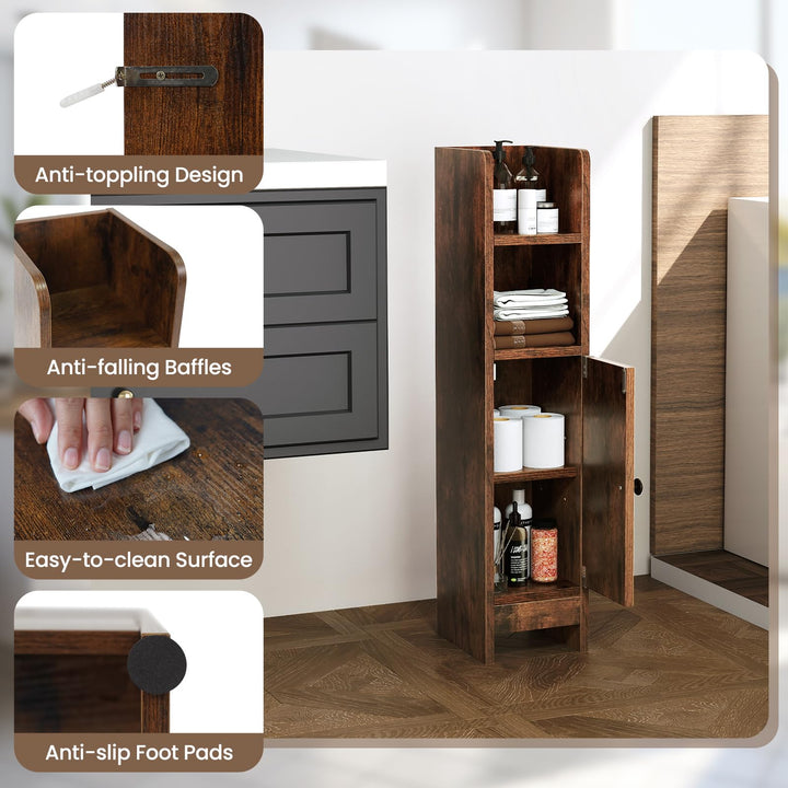 Giantex Slim Bathroom Cabinet with 3 Level Adjustable Shelf &amp; Anti toppling Design