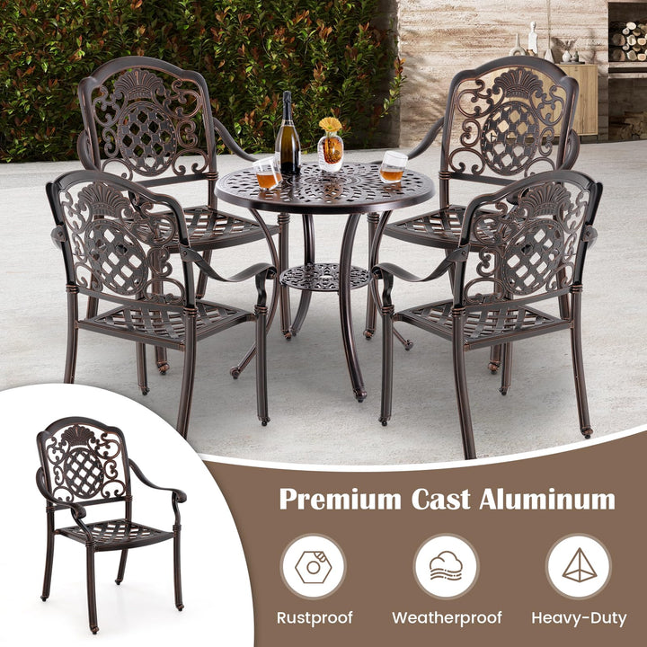 Giantex Patio Chairs Set of 2, Easy Assembly Stackable Cast Aluminum Outdoor Chairs with Armrest &amp; Adjustable Footpads