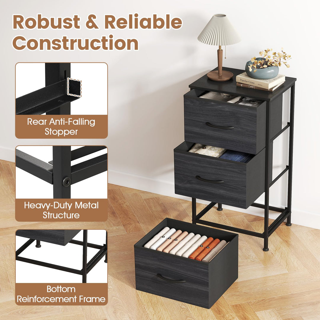 GIANTEX 3/4/5 Drawers Dresser Nightstand with Heavy-Duty Metal Frame (1/2)