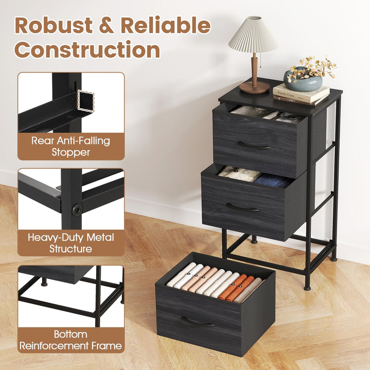 GIANTEX 3/4/5 Drawers Dresser Nightstand with Heavy-Duty Metal Frame (1/2)