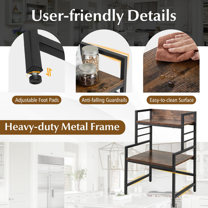 Giantex 3-Tier Microwave Stand, Space-Saving Microwave Oven Rack with 2 Open Shelves &amp; Heavy-Duty Metal Frame