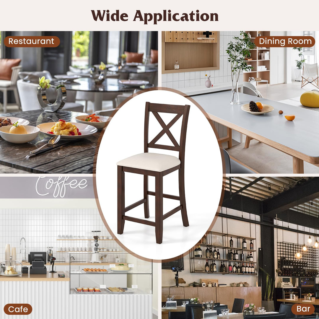 Giantex Farmhouse Counter Height Bar Stools with Footrest (2/4)
