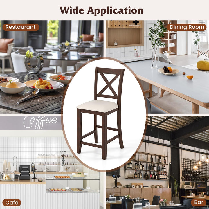 Giantex Farmhouse Counter Height Bar Stools with Footrest (2/4)