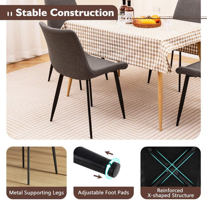 Giantex Dining Chair Set of 4 Upholstered Kitchen Side Chairs w/Metal Legs Padded Seats &amp; Backs