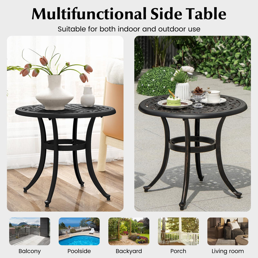 Giantex Patio Bistro Table | 24” Cast Aluminum Round Side Table for Porch
