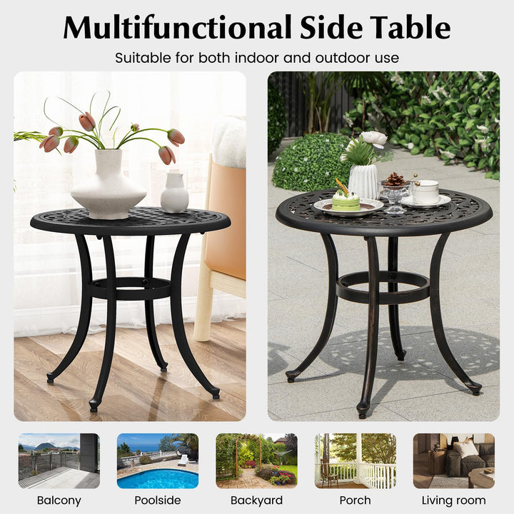 Giantex Patio Bistro Table | 24” Cast Aluminum Round Side Table for Porch