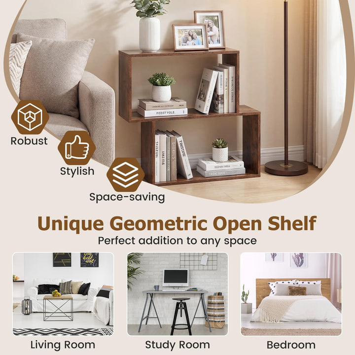 Giantex Geometric Bookcase Side Table with Open Storage