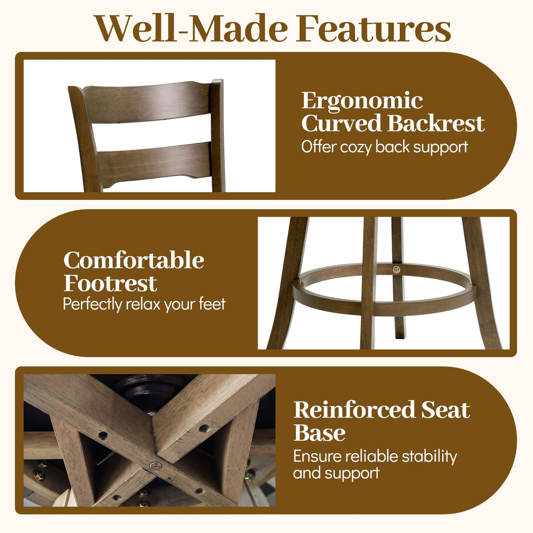 Giantex 25" Swivel Bar Stools Set of 2/4 with Fabric Upholstered Seat
