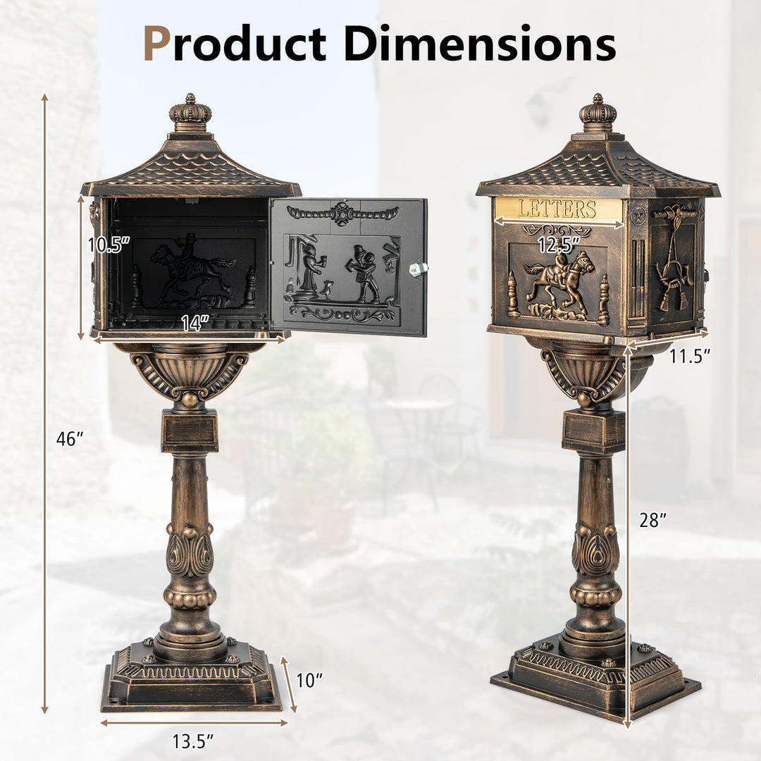 Giantex Cast Aluminum Mailbox with Post
