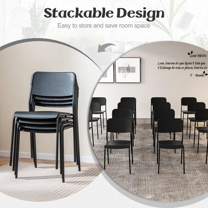 Giantex Metal Dining Chairs Set of 4, Stackable Lightweight Kitchen Chairs w/Tilted Backrest &amp; Sturdy Metal Legs