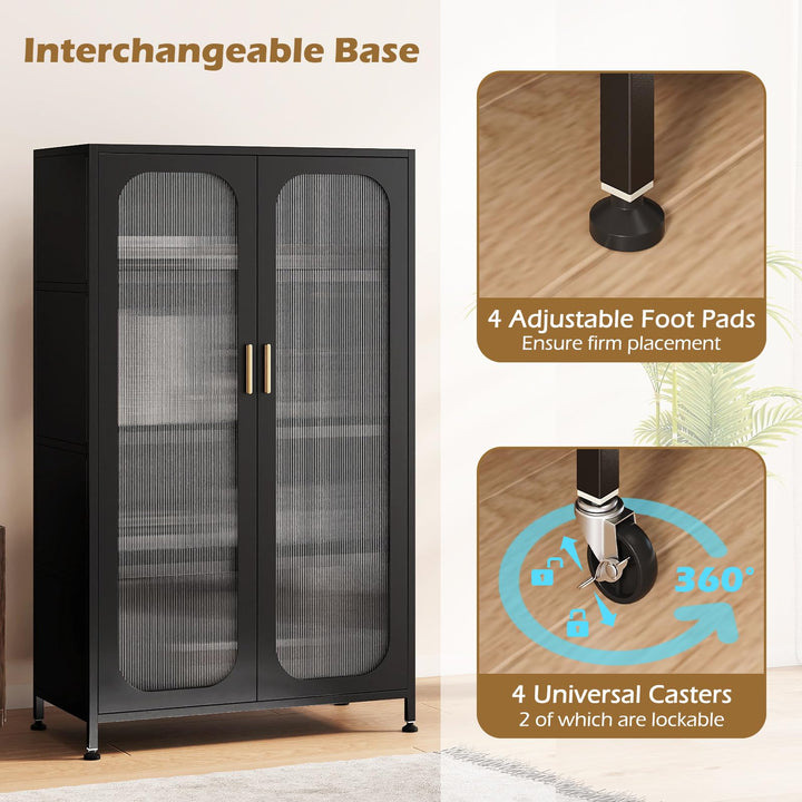 Giantex 2-Door Metal Storage Cabinet 5-Tier Tall Kitchen Pantry