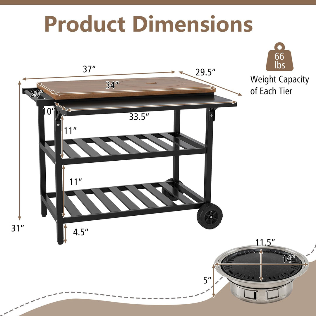 Giantex Outdoor Grill Cart with Korean BBQ Charcoal Grill