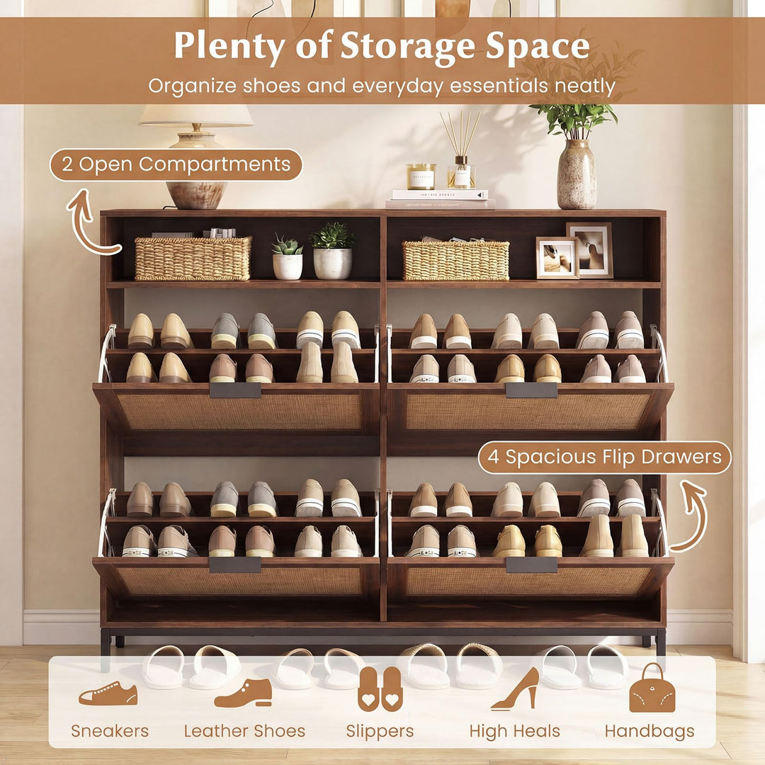 Giantex Large Shoe Storage Cabinet w/ 4 Flip Drawers