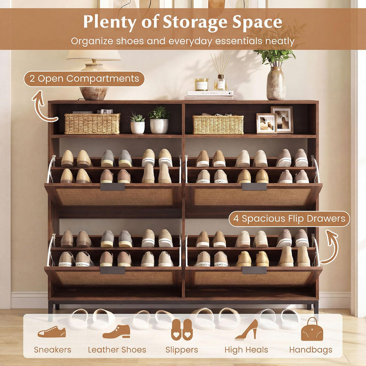 Giantex Large Shoe Storage Cabinet w/ 4 Flip Drawers