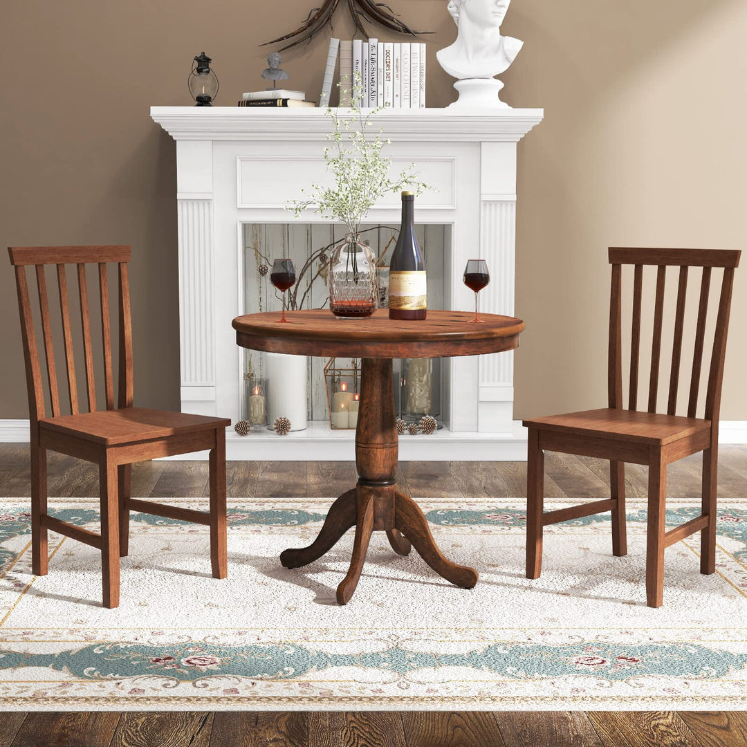 3-Piece Kitchen Table Set, Mid-Century Round Dining Table &amp; Chairs Set for 2, Walnut