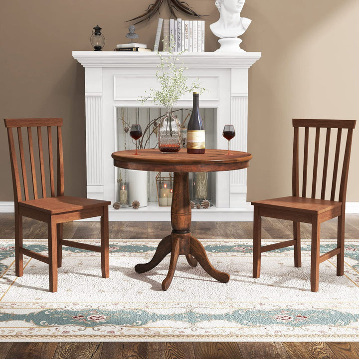 3-Piece Kitchen Table Set, Mid-Century Round Dining Table &amp; Chairs Set for 2, Walnut